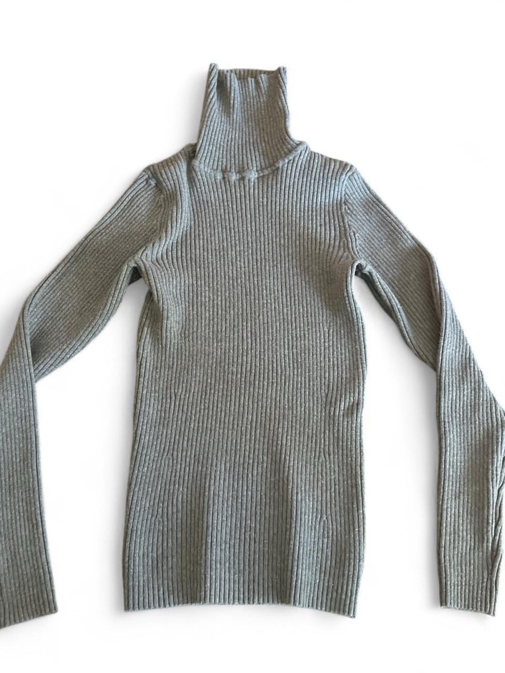Y2K Gap Stretch Women's Grey Knit Long Sleeve Turtleneck Sweater